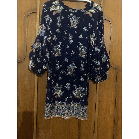 Angie  Womens High Low Mini Black Floral Dress. Size Medium.  B33 - Picture 2 of 3